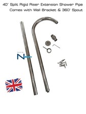 40" (20"+20") Split Rigid Riser Extension Shower Pipe with Bracket & 360° Spout