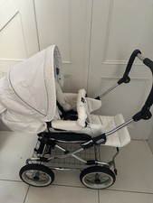 Emmaljunga White Leather Pram and Buggy Modial Bundle