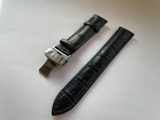 Tissot 18mm 19mm 20mm leather watch strap in Black with Stainless Steel Buckle