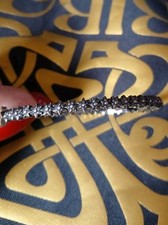 Biba Black Vintage Style Bangle Floral Emblem Bracelet - Timeless Elegant Piece.