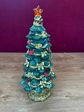 Light Up Christmas Tree Ornament 36cm Plaster Of Paris