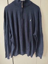 Men's Nautica Quarter Zip Sweater Jumper Navy Blue 3XL XXXL