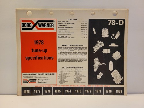 1978 borg warner tune specs - warner, tune-up