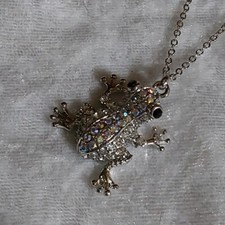 AB Crystal  Frog Necklace Chain Pendant Charm  Amphibians 24