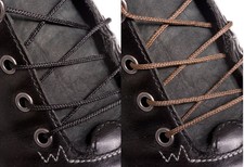 WAXED THIN BLACK or BROWN COTTON SHOE LACES SHOELACES - 2mm wide