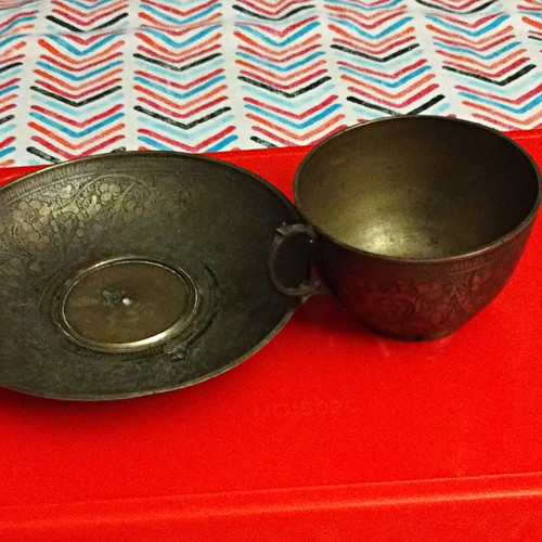 Brass cup saucer set - set,