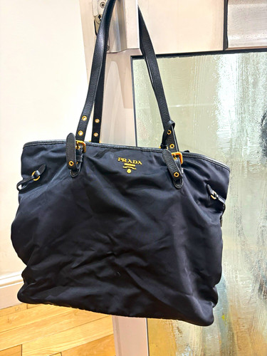 Prada black nylon leather - black, &