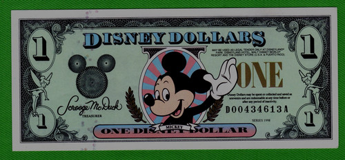 Series 1998 one disney dollars - disney,