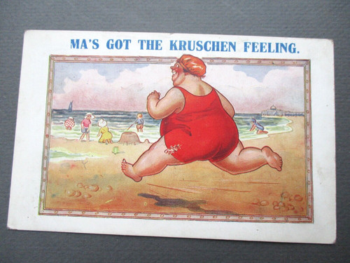 Comic postcard fat lady - comic,