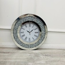 Wall Round Clock with Crystals Mirror Framed Roman Numerals 95% New 50 x 50cm