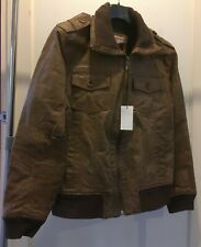 Mens Italian Leather Jacket Lined Inside Pockets Zipped Vera Pelle Large Brown