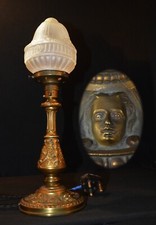 Rare 20th C Bradley Hubbard style cast bronze lamp Victorian moulded Acorn shade