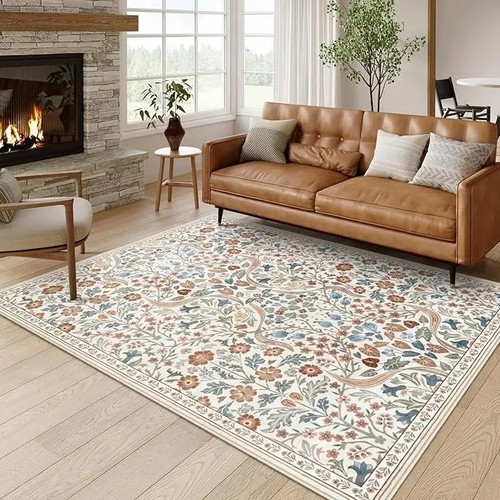 Floral carpet mat soft flannel - floral,