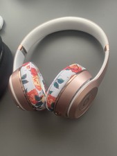Beats Solo3 Wireless Headphones Rose Gold Pink Gym Running Earphones - Flowers