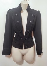 F&F black military blazer jacket 12 ringmaster nautical button detail goth