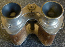 ANTIQUE LUMIERE PARIS BINOCULARS CHROME/STEEL SNAKE SKIN COVERED