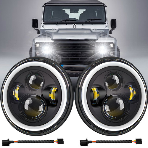 Pair led headlights black - headlights,