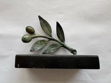 Small Bronze Olive Branch on Marble Base - Perfect For The Diplomat In Your Life