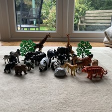 Vintage Zoo Animals Large Bundle * Plastic/Rubber Toys inc Gorilla Giraffe Lion