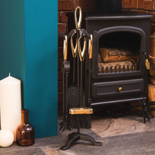 5 Piece Companion Set Black Fireside Fire Tools Vintage New By Home Discount