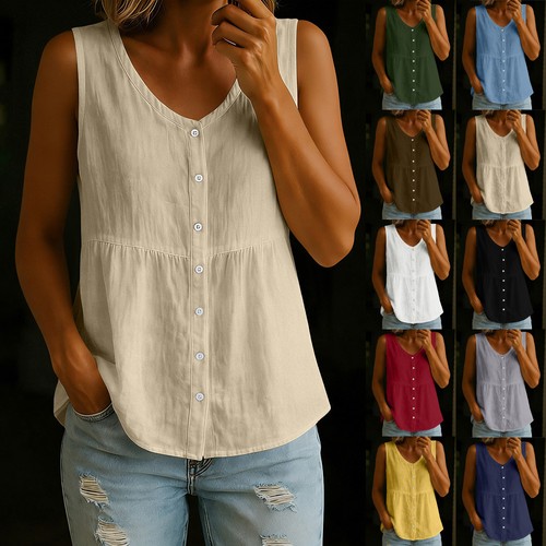 Lady button linen cotton - lady,