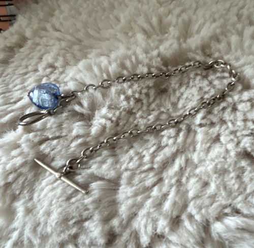 Silver tone watch chain fob - tone,