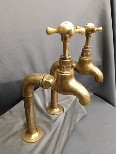 Aged brass tall bib - aged, taps