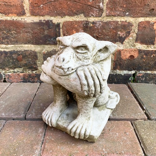 Stone sitting gremlin garden - stone,