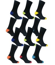 12 Pairs Of Men's Socks Designer Cotton Rich Casual Work Dress Socks, Size 6-11