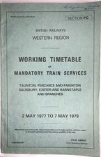 British Railways Western Region Working Timetable May 1977 to May 1978 (N1)