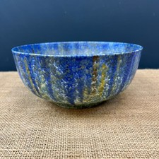 RARE ANTIQUE VINTAGE BRETBY ART POTTERY LARGE FRUIT BOWL BLUE DRIP GLAZE NERTON