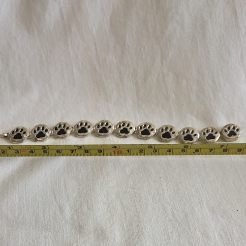 Silver tone black paw - black, print