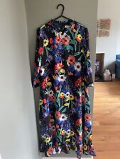 Fabulous Studio By Preen Black Floral Midi Dress Size 10
