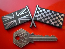 Union Jack & Chequered Flag Self Adhesive Acrylic Bike Car External Badge 4"
