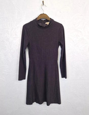 Whistles Pinstripe Dress Size 8 Fit & Flare Navy Smart Heavy Cotton Office Work