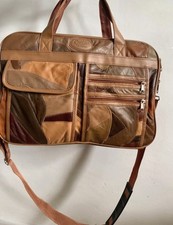 COTTON TRADERS BROWN TAN LEATHER WEEKEND  DUFFEL TRAVEL GYM BAG HOLDALL