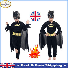 Kids Batman Superhero Costume DC Comic Book Week Party Cosplay Boys Fancy Dress