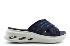 Womens Wedge Sandals Ladies Crossover Sandals Wedge Heels Mule Sandals Navy/Grey