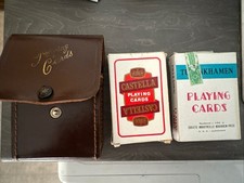 Vintage playing  cards Castella  and Pharaonic in leather case