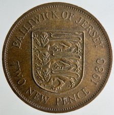 1980 Bailiwick Of Jersey 2p Two 2 Pence Coin | Fine Collectable Grade
