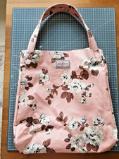 Cath Kidston Large Tote Bag Pink with White Roses Oil Cloth
