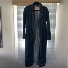 Levi Denim Single Breasted Duster Coat with Button Fastening and Tie Belt XS