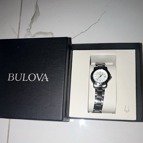 Bulova analog white dial stick - white,