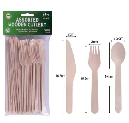 Wooden cutlery set assorted - cutlery,