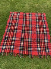 Vintage Tartan blanket bed  throw Sofa Knee Chair cover Plaid Check Design Rug