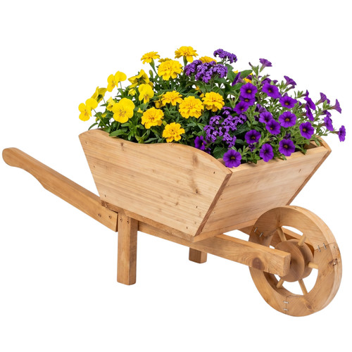 Wooden wheelbarrow planter - wheelbarrow,