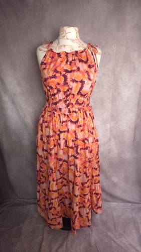 Orange midi dress boho - midi,