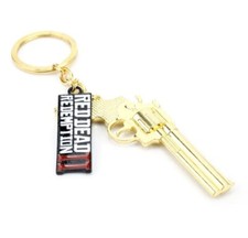 Red Dead Redemption II Revolver Gun Keyring GTA Rockstar Chain Gold Gift bag