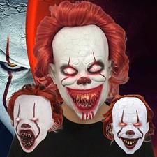 Halloween Clown Mask Pennywise LED Full Head Mask Stephen King's It Joker Mask