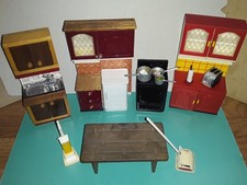 Vintage Lundby Dolls House Kitchen Set and Acessories.  Job Lot.  Scale 1:16.